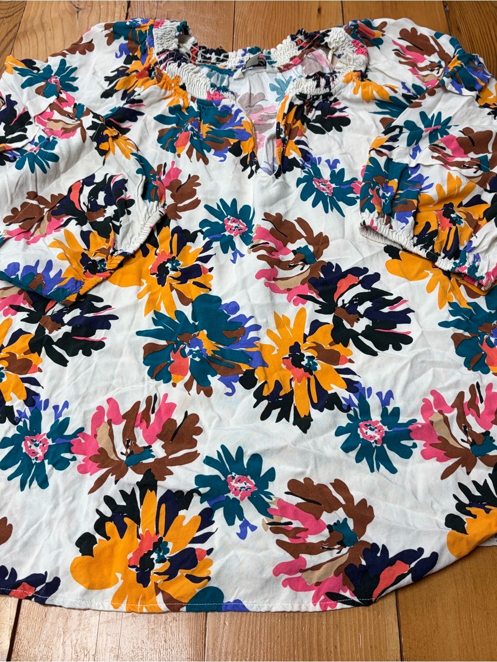 Women’s Floral Multicolor three-quarter sleeve blouse